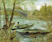 Gogh, Vincent van - Two boats near a bridge across the seine